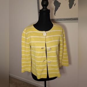 J. Crew Yellow and White Striped Cardigan